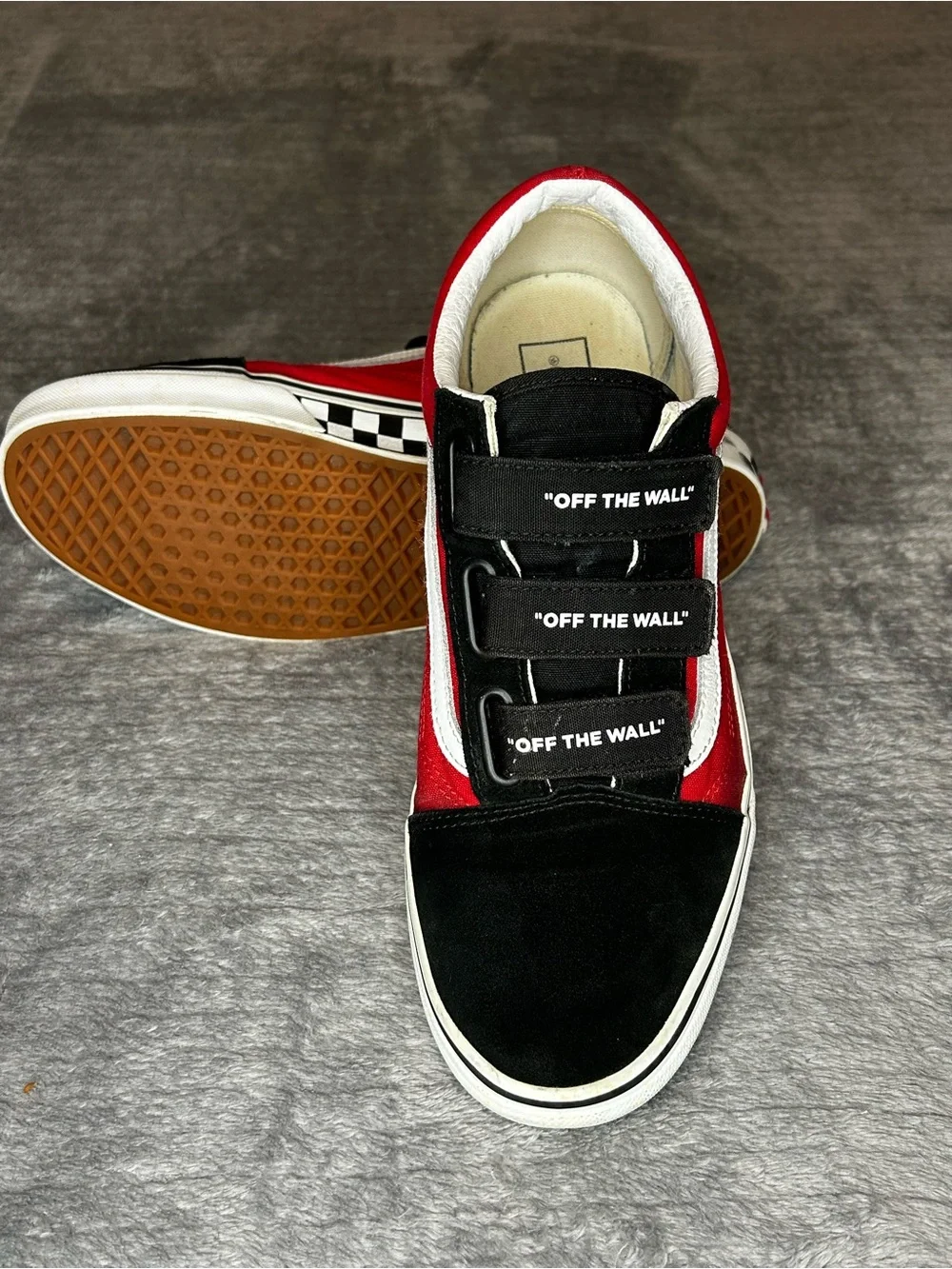 VANS Old Skool “Off The Wall” V Strap Black/Red/White/Checkered - Men's Size 11